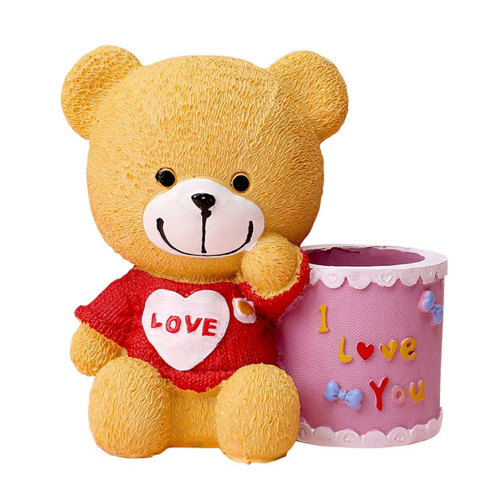 Porta-canetas Piggy Bank Cartoon Bear para crianças, caixa de dinheiro com moedas