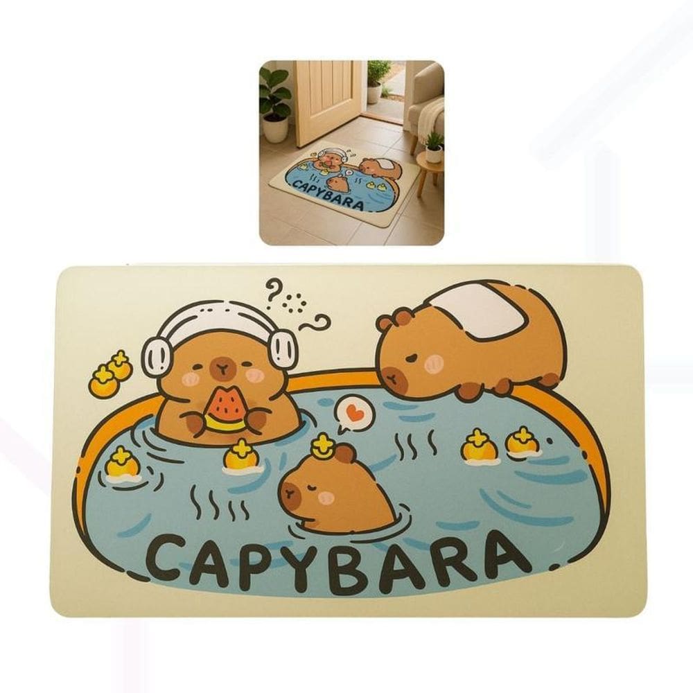 Tapete Antiderrapante Capivara Decorativo Divertido 39X59Cm