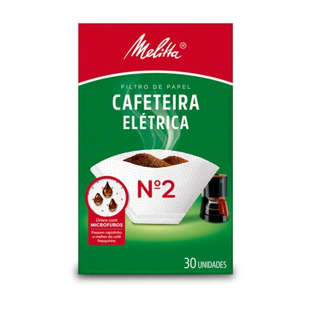 Filtro De Papel Melitta Cafeteira Elétrica Nº2 30 Unidades