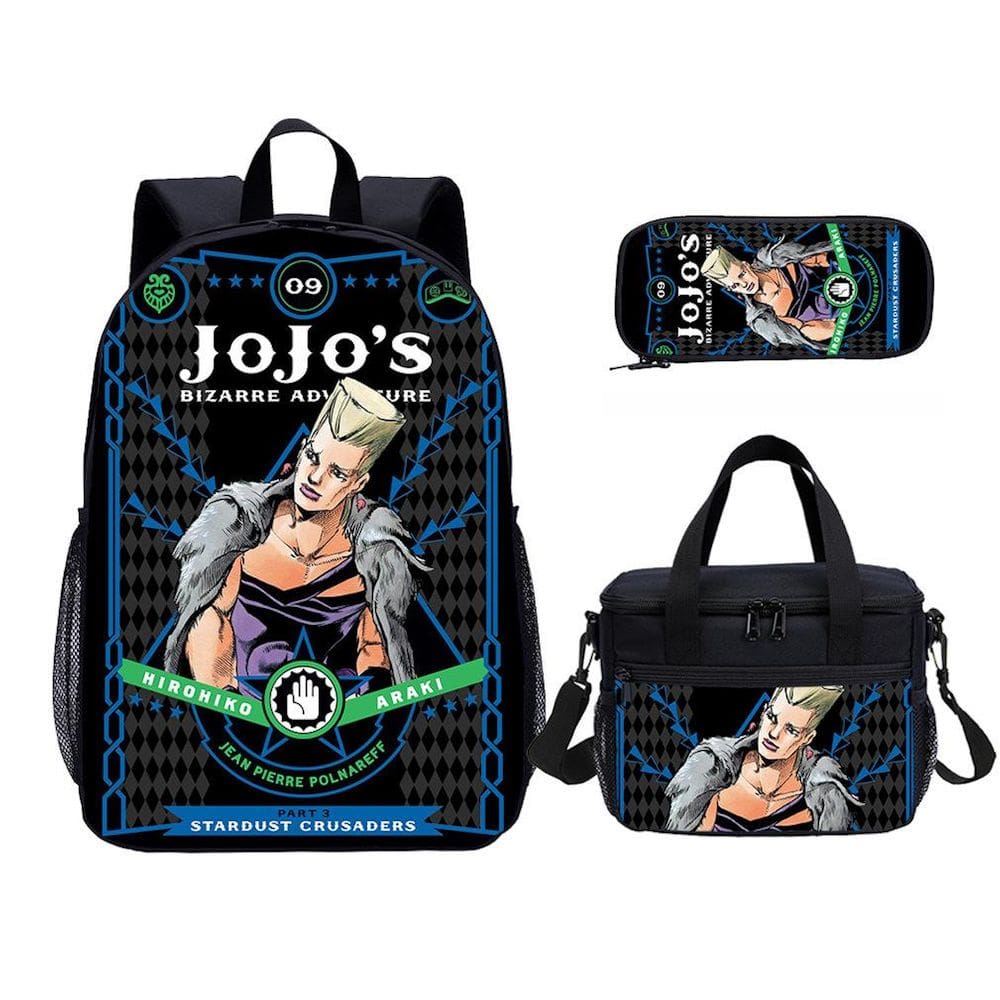 Conjunto de mochilas escolares Jojos Bizarres Adventures, mochila, lápis de almoço