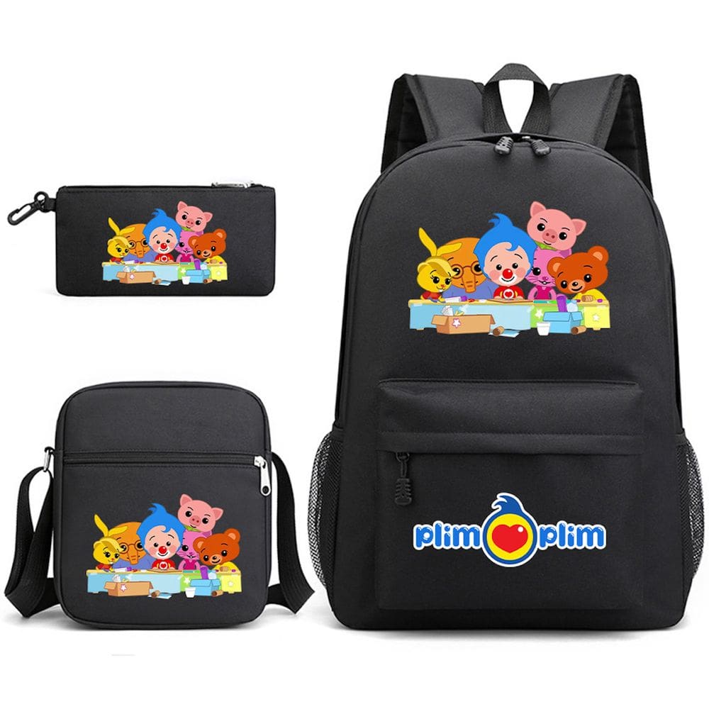 Conjunto de mochilas Plims Plims Cartoon Kids School Anime 3 unidades