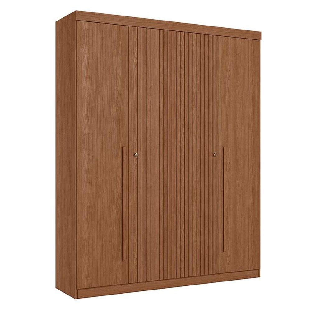 Guarda Roupa Casal Ripado 4 Portas Buriti Jatobá Acetinado - Santos Andirá