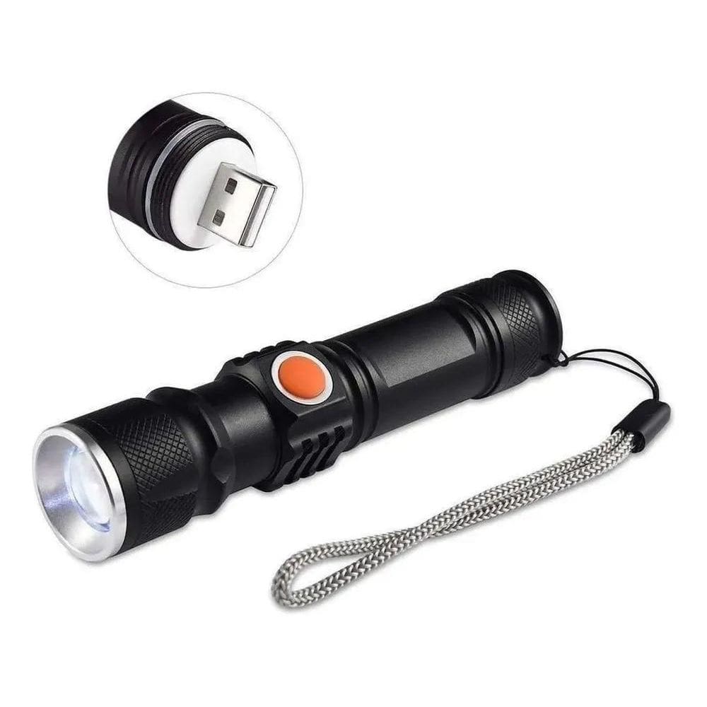2X Mini Lanterna Com Zoom Led Usb Recarr