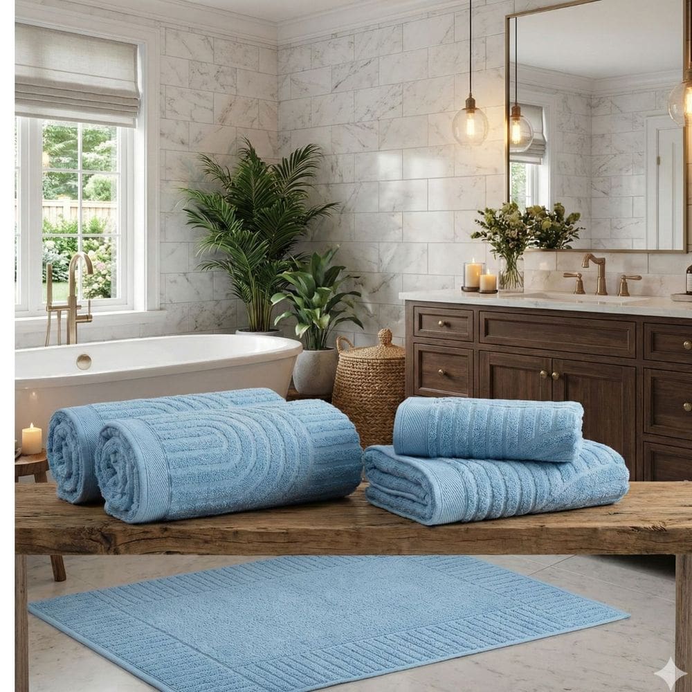 Jogo De Banho 5 Peças Fio Penteado 100% Algodão Gigante Macio Toalha Grossa Dunna Luxo