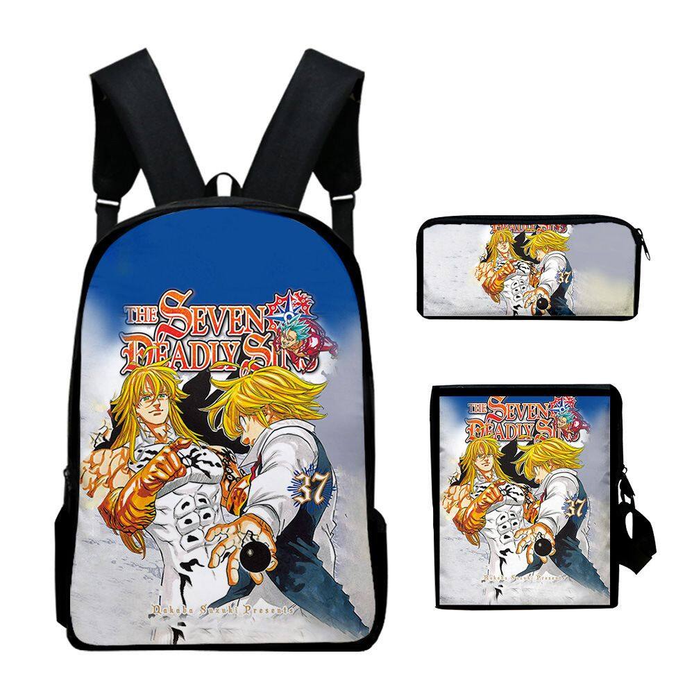 Conjunto de mochilas Sevens Deadly Sins Meliodas Anime para crianças