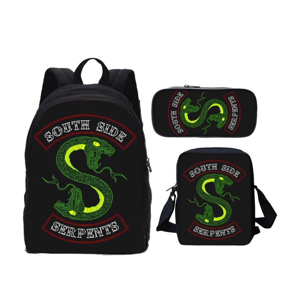 Conjunto de mochilas Riverdales School, 3 peças com bolsa de ombro e estojo para canetas