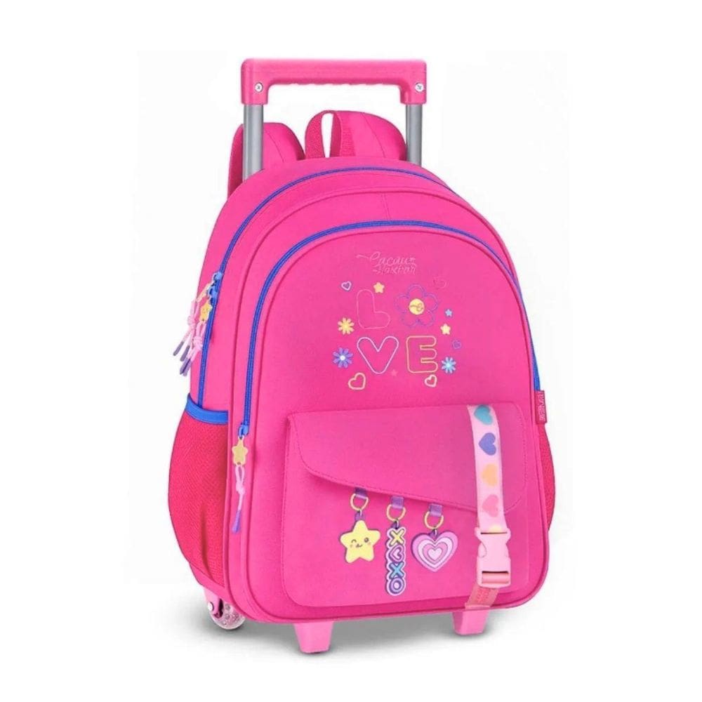 Mochila Rodinhas Cacau Haxkar Bolsa Escolar Feminina Premium