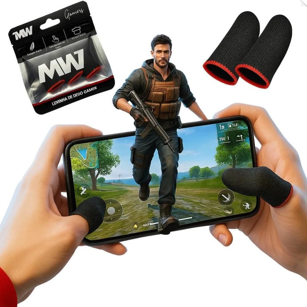 2X Luva De Dedo Gamer Anti-Suor Luva Gamer Jogar