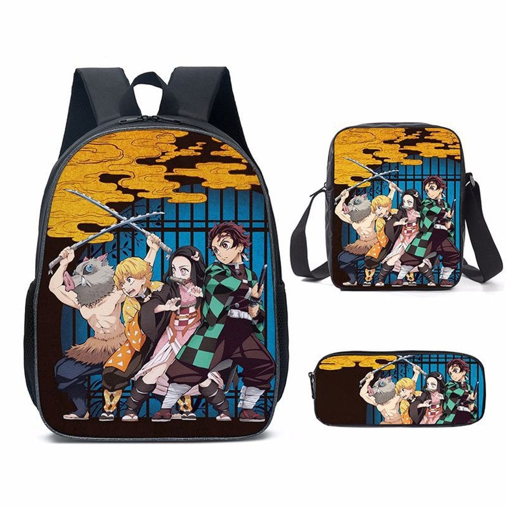 Conjunto de mochilas Demons Slayers Kamados Tanjirous Anime School