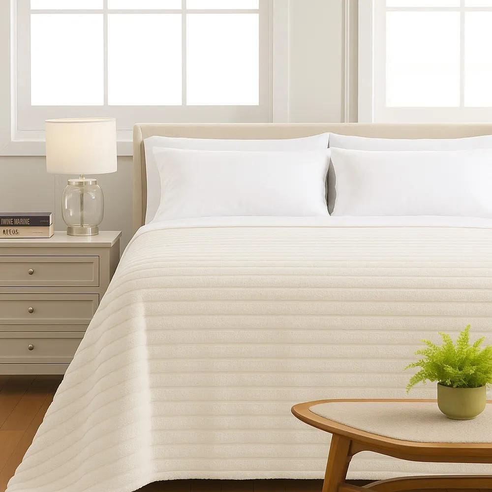 Cobertor / Manta Solteiro Quebec - Andreza Off White