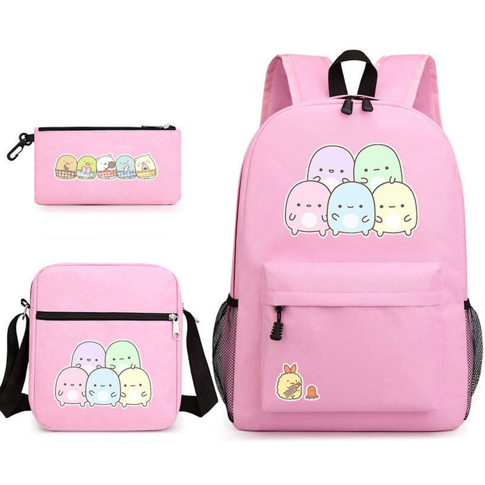 Conjunto de mochilas escolares Sumikkogurashis, 3 peças fofas com Shoul