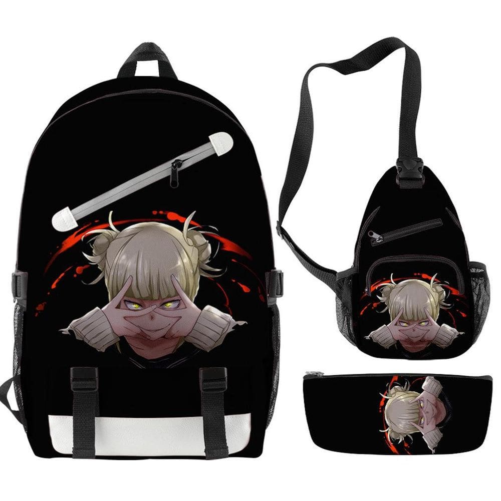 Conjunto de mochilas My Heros Academias Satchel Anime com impressão 3D, 3 unidades