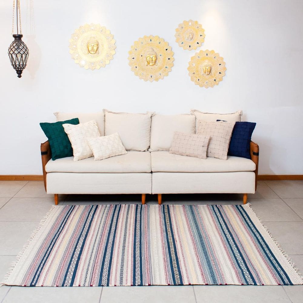 Tapete Chicago 100% Algodão Bordô & Off White Importado Da