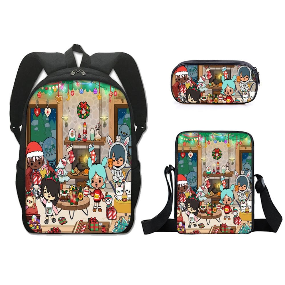 Conjunto de mochilas escolares Toca Bocas com bolsa de ombro e estojo para canetas