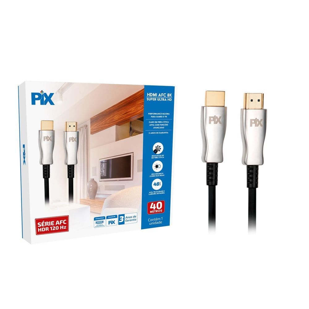 Cabo Hdmi 2.1 8K 4K 120Hz Hdr 32Awg 40M Fibra Otica Ativa