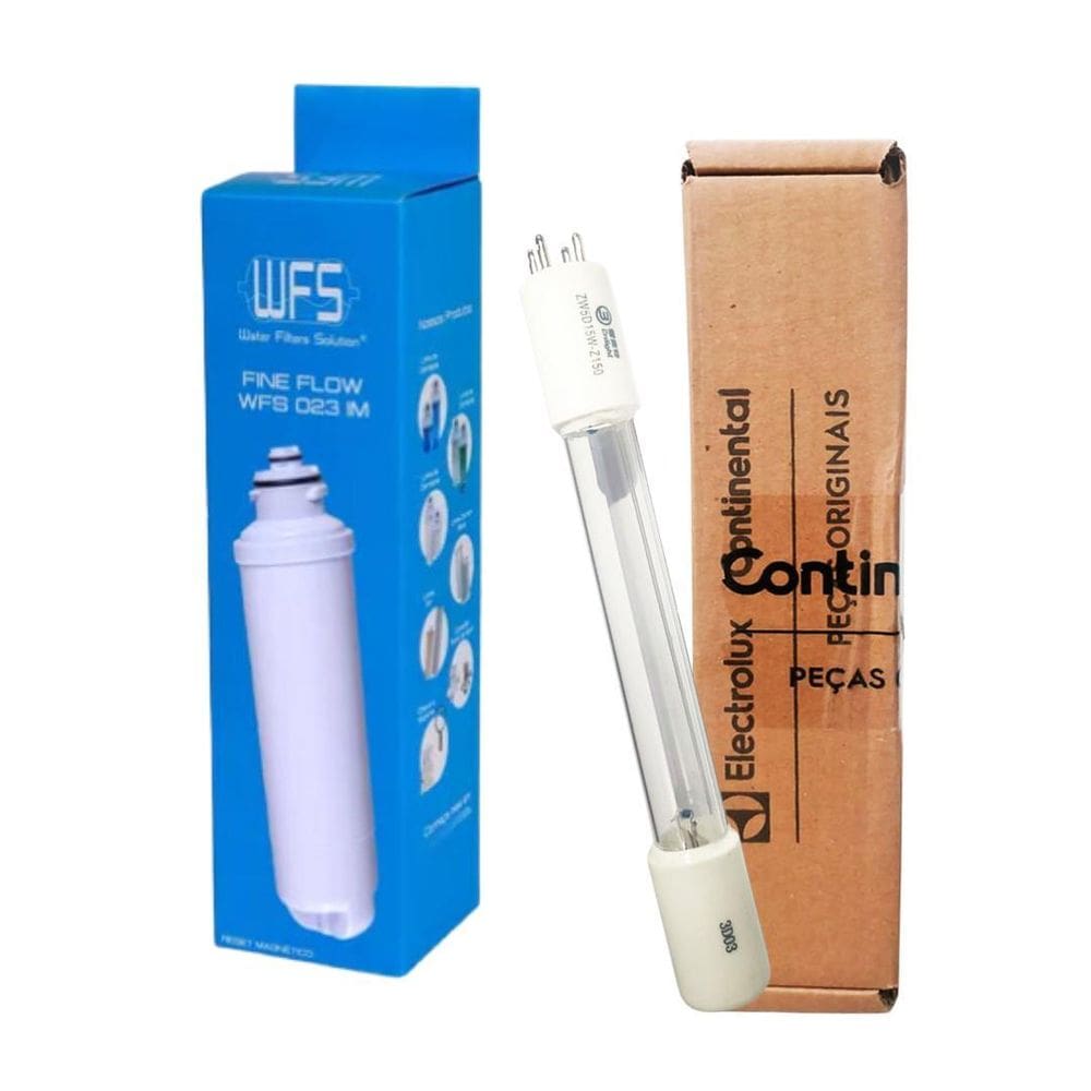 Kit Refil Filtro + Lampada Uv Purificador Água Pa30 Pa31
