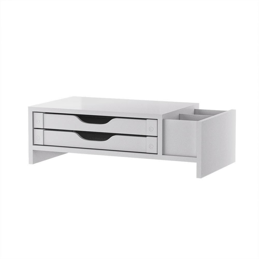 Suporte Monitor Com 2 Gavetas E 3 Nichos Branco