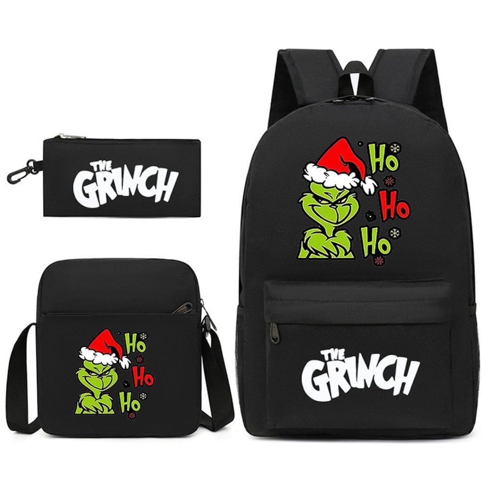 Conjunto de mochilas Grinch`s Christmas Cartoon Kids School Nylon
