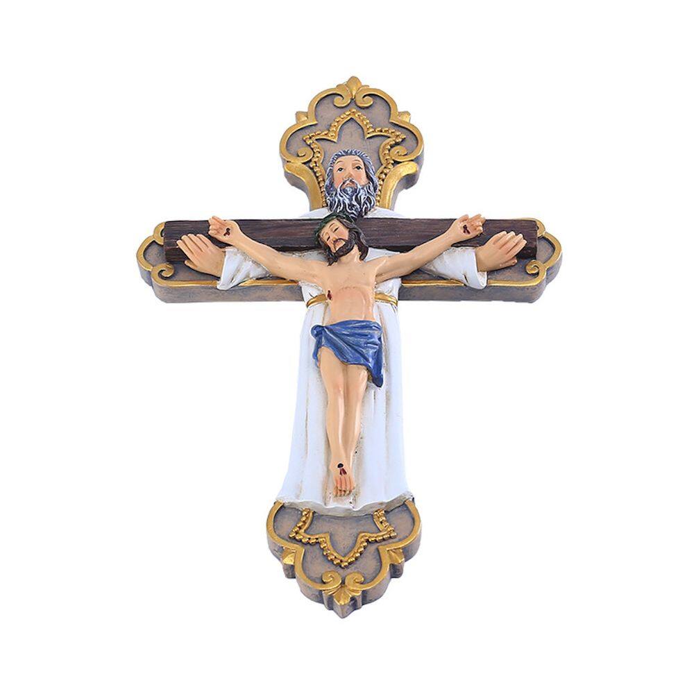 Estatueta, pingente de cruz, resina de Páscoa da Santíssima Trindade, 19,6 cm