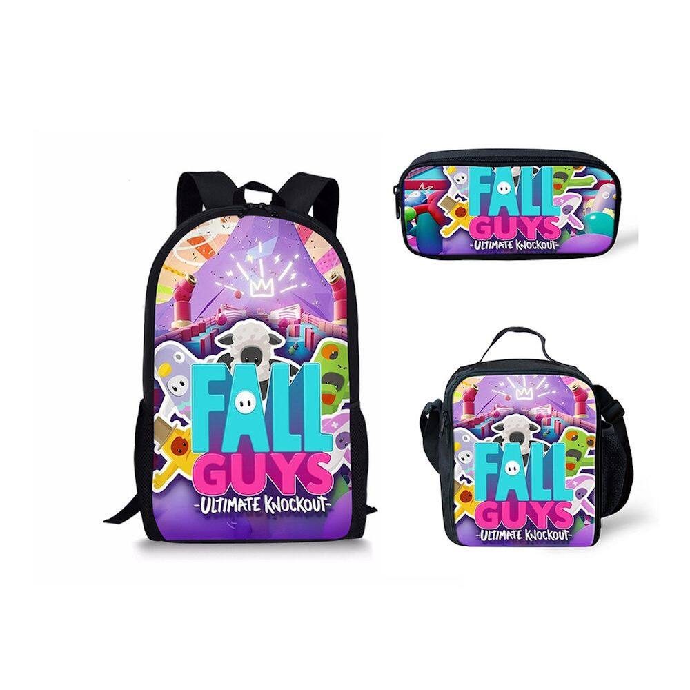 Conjunto de mochilas Falls Guys Anime School para crianças
