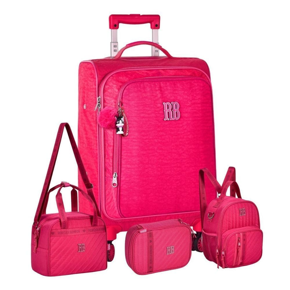 Kit Mala Escolar Rebecca Bonbon Lancheira Estojo Box - Rosa