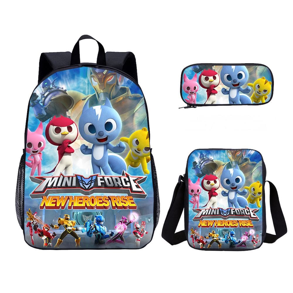 Conjunto de mochilas Mini Forces Team School, 3 peças com bolsa de ombro