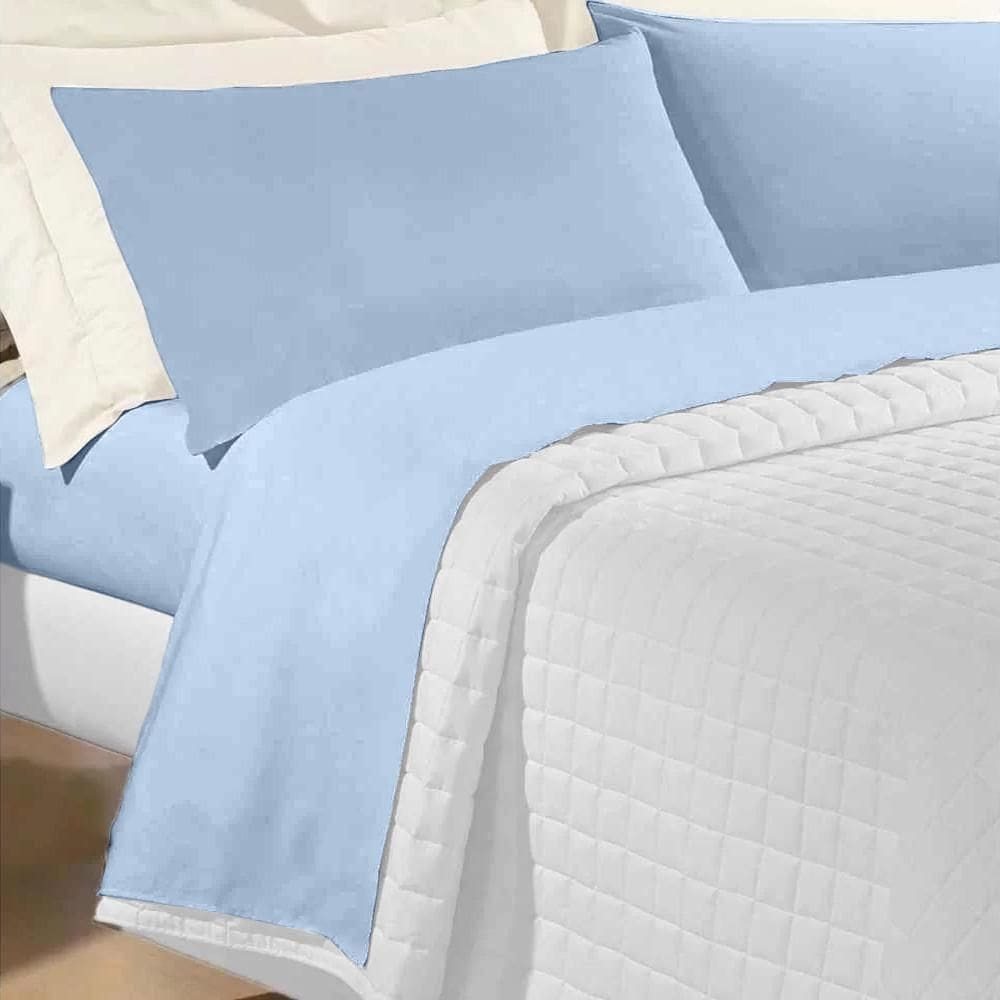 Kit Colcha / Cobre Leito Queen 180 Fios Premier Andreza Azul