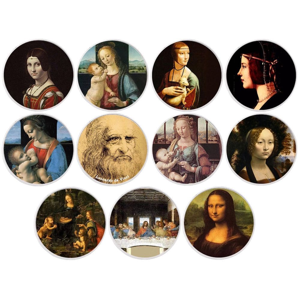 Moedas comemorativas Das Vinci Italian Genius 11 unidades