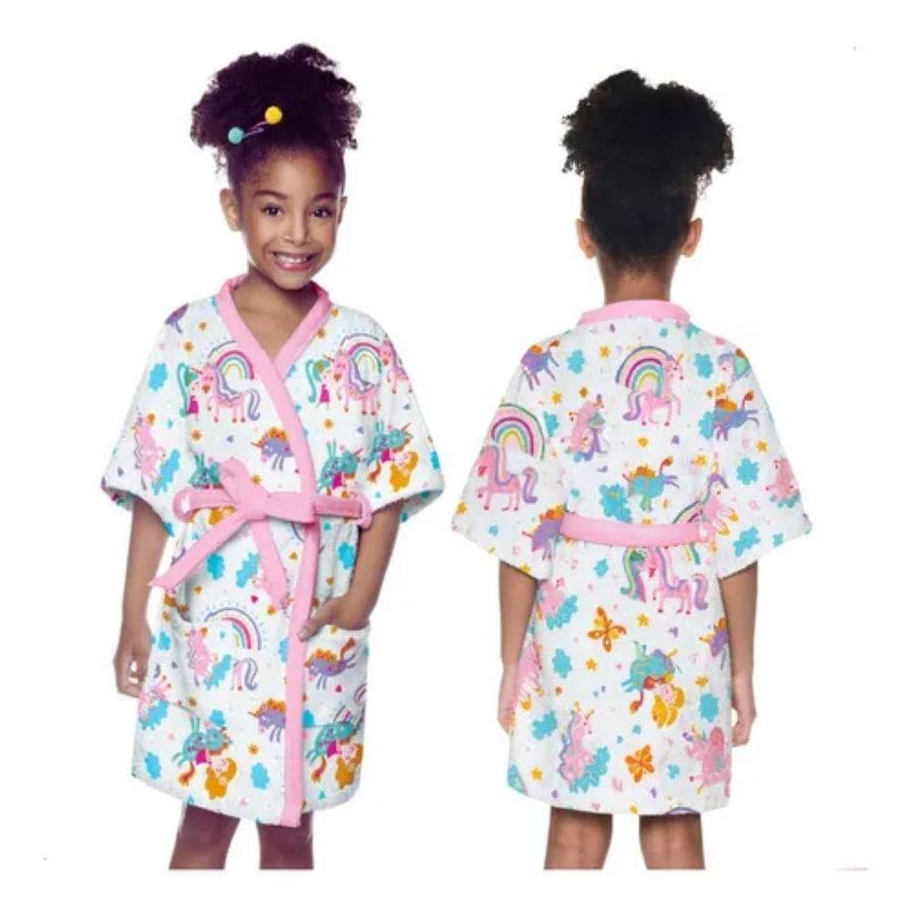 Roupão Felpudo Quimono Infantil Estampa Unicornio G - Lepper