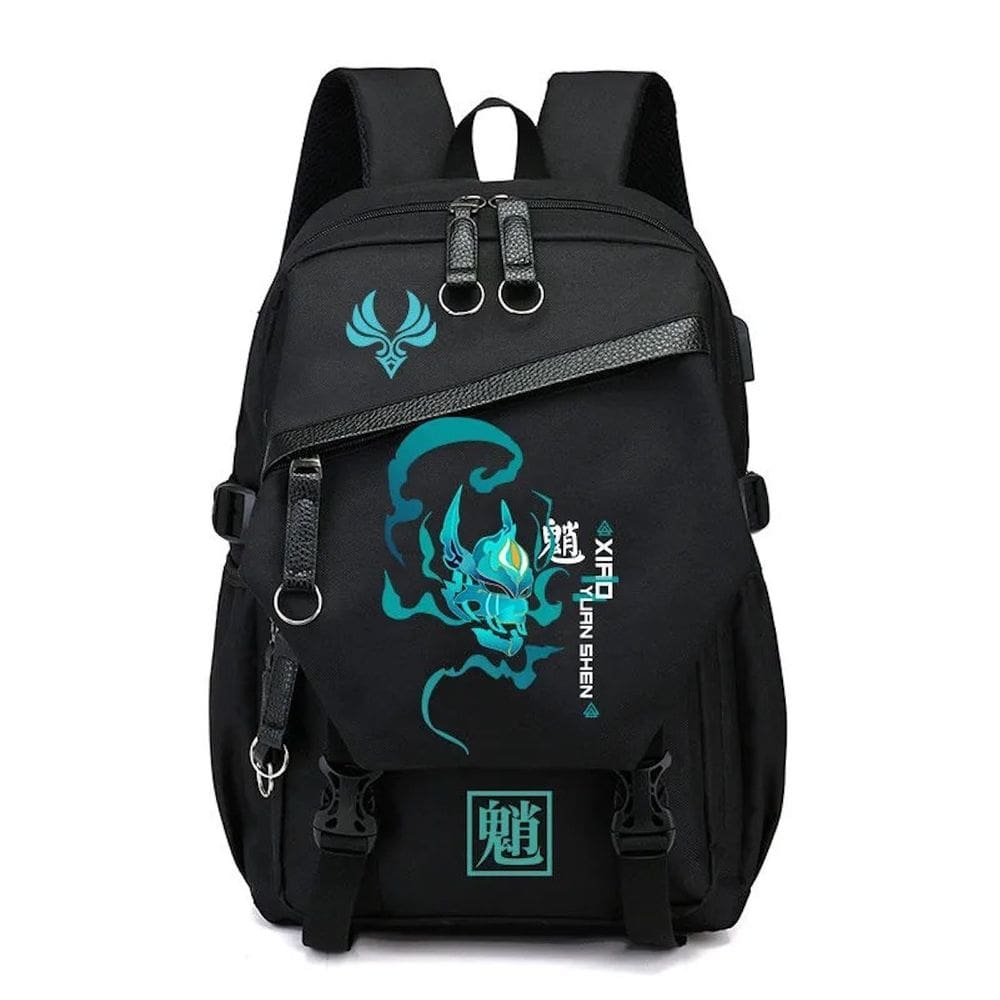 Mochila Genshins Impacts Xiaos Cartoon Kids School 30x17x44cm