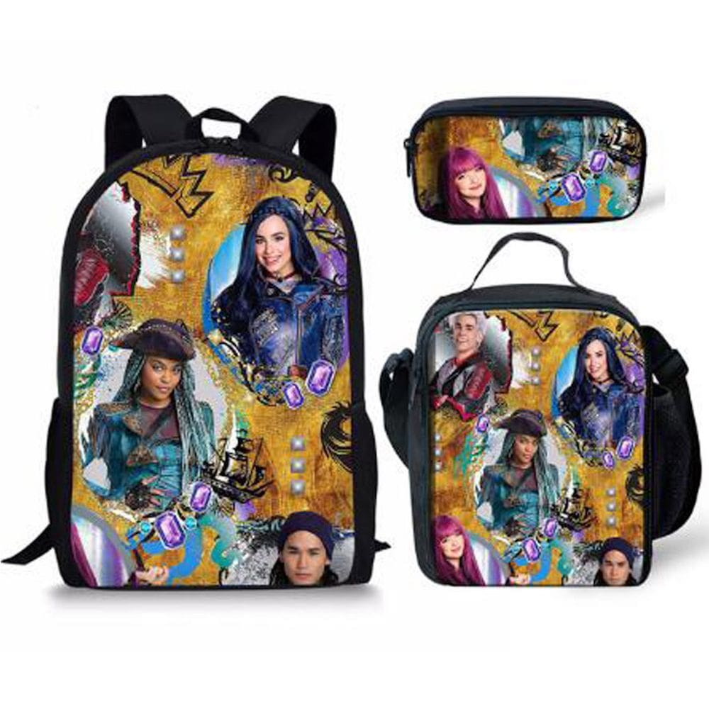 Conjunto de mochilas Descendants Mals Cartoon Kids School Nylon