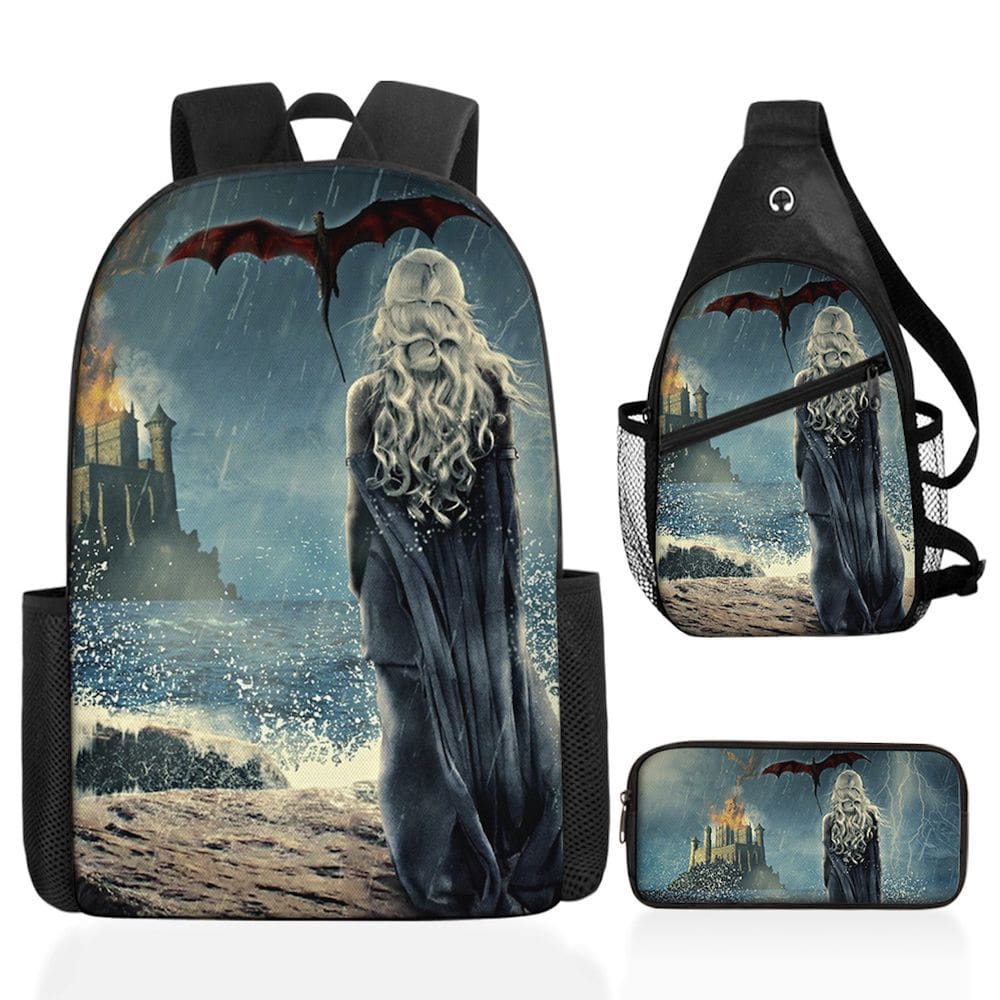 Conjunto de mochilas escolares Daenerys Games Ofs Thrones, 3 unidades