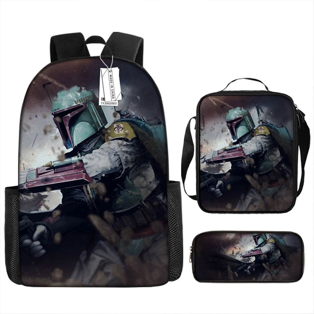 Conjunto de 3 peças de mochila escolar infantil de desenho animado Darth Vader