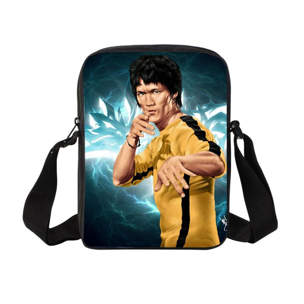 Bolsa Messenger Bruces Lees Anime Lona Poliéster 19x9x25cm