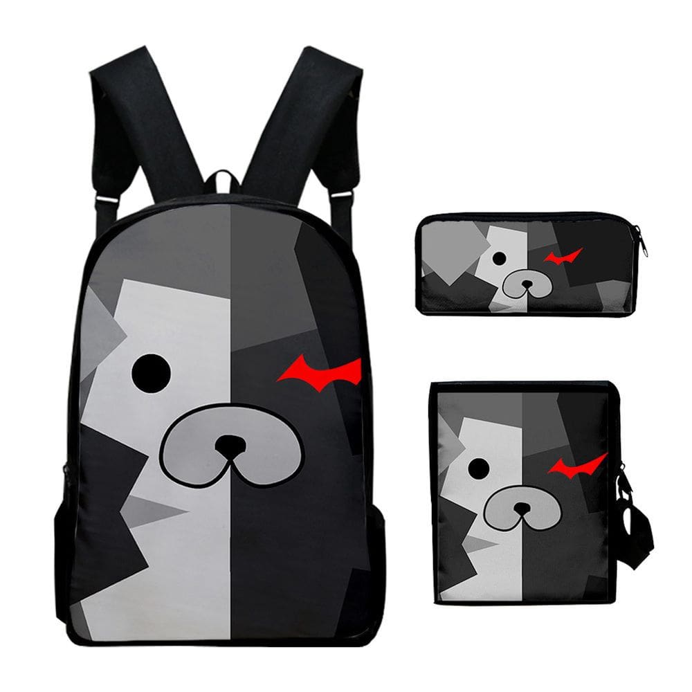 Conjunto de mochilas Monokumass 3D Print Oxford School Bag para crianças