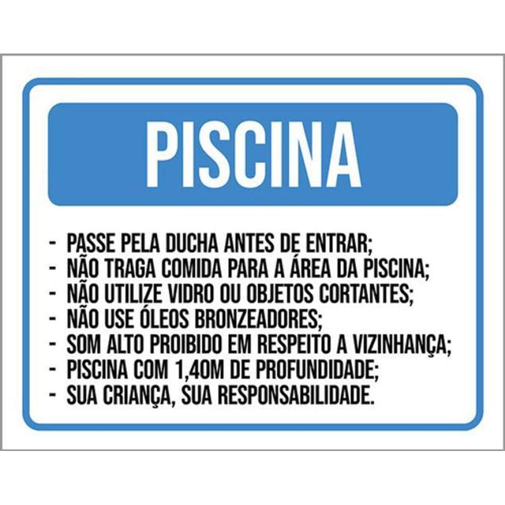 Kit 10 Placas Piscina Ducha Comida Vidro Óleos Som Alto