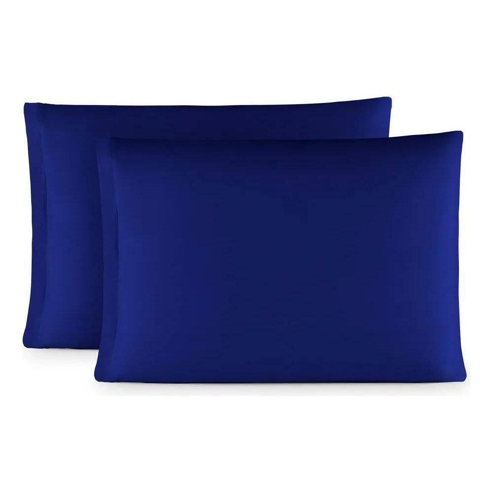 2X Kit 02 Fronhas Com Zíper De Malha Gel Grossa Marinho