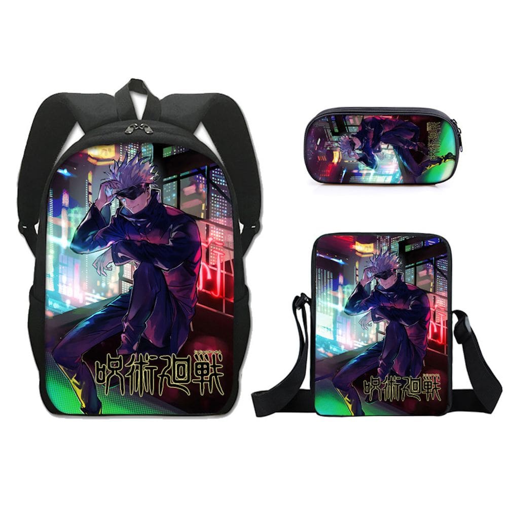 Conjunto de mochilas Jujutsus Kaisens Anime School, 3 unidades com sapato