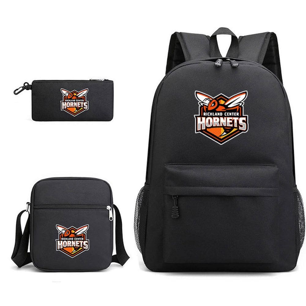 Conjunto de mochilas escolares Hornets de 3 peças para estudantes