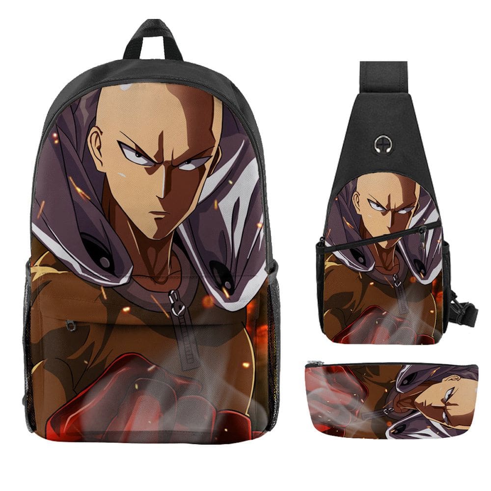 Conjunto de mochilas One Punch Man Anime de 3 peças para crianças