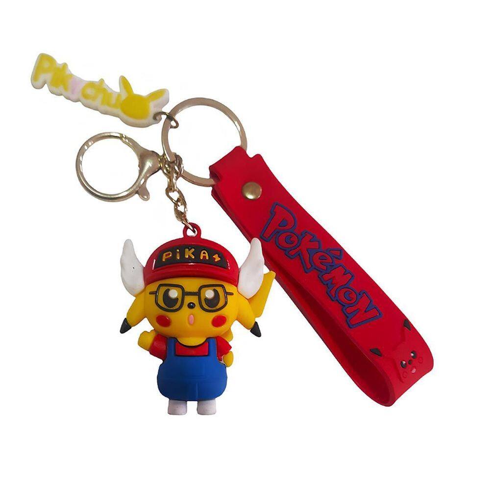 Chaveiro 3D Pikachu Vermelho Com Mosquetão Bolsa Mochila