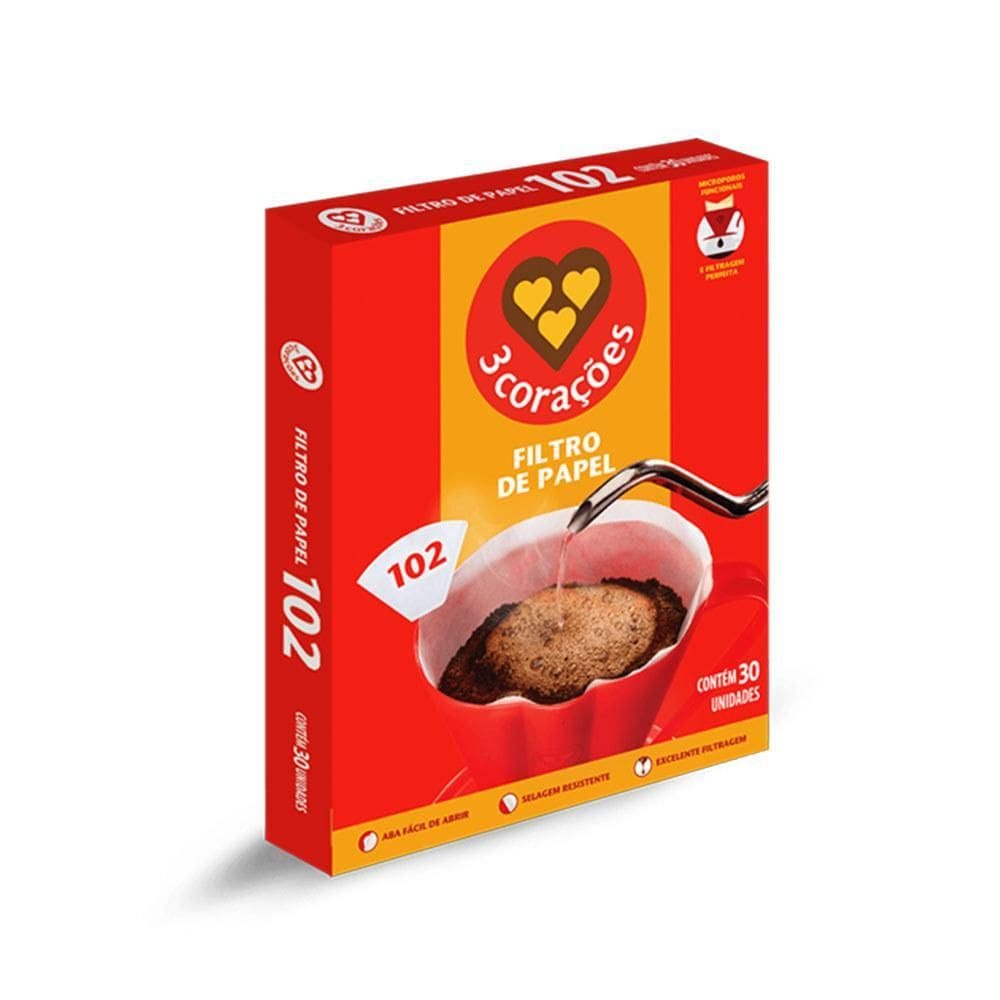 Filtro De Papel Três Corações 102 Caixa Com 30 Unidades