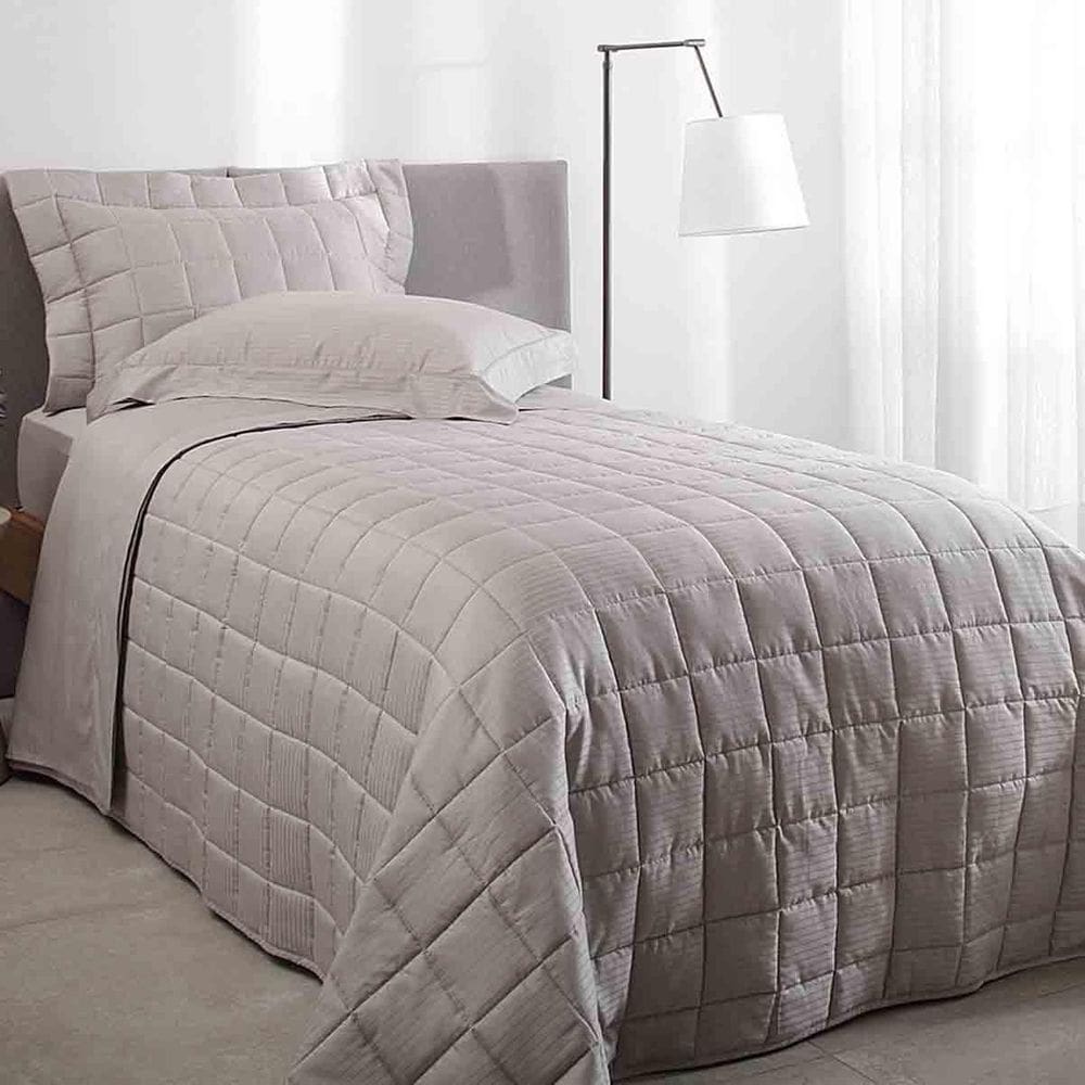 Jogo Cama Solteiro 300 Fios Damask Stripes Kaki Buddemeyer