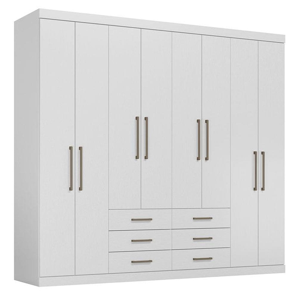 Guarda Roupa Casal 8 Portas 6 Gavetas Master Branco Brilho - Santos Andirá