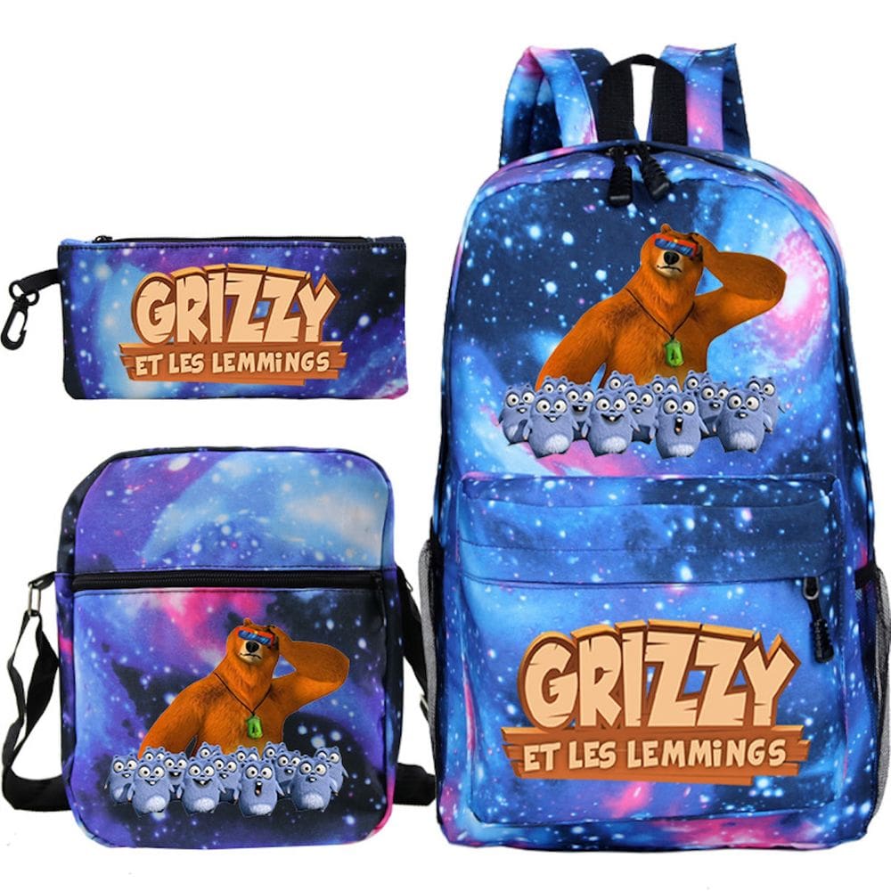Conjunto de mochilas escolares Grizzys Bears Lemmings, 3 unidades para crianças