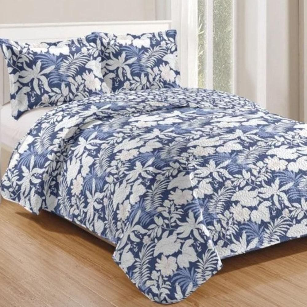 Kit Cobre Leito Colcha Mix King Estampado Dupla Face Floral