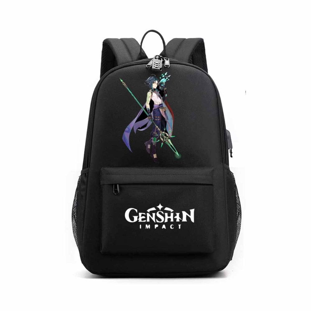 Mochila Genshins Impacts Mona Cartoon Kids School Canvas