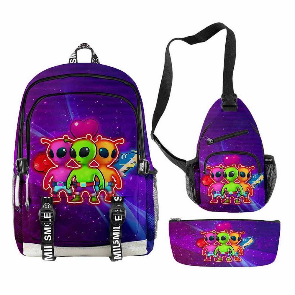 Conjunto de mochilas Stumbles Guys Cartoon Kids School Anime Bag