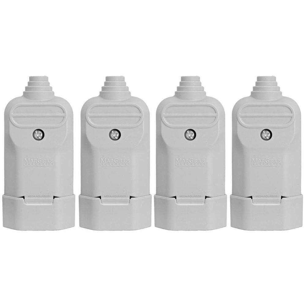 4 Tomada Plug Fêmea Prensa Cabo 3 Pinos Finos 10A Cinza