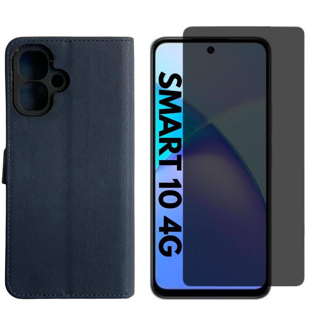 Capa Carteira + Pel. 3D Priv Compativel Infinix Smart 10 4G
